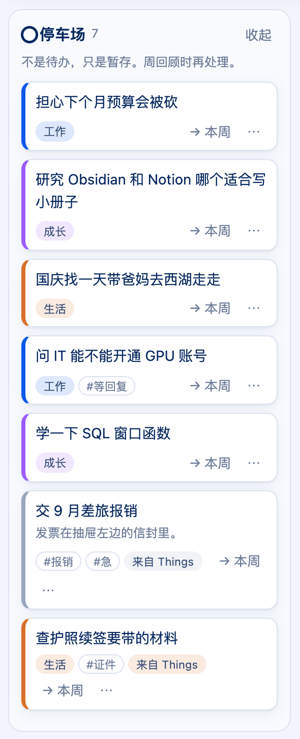 展开的停车场：各种冒出来的念头，按方向着色